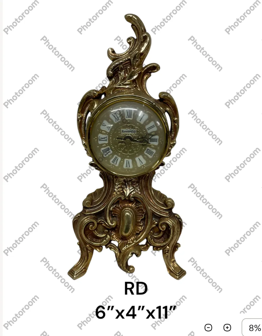 gold clock roccoco    mantel clock electric