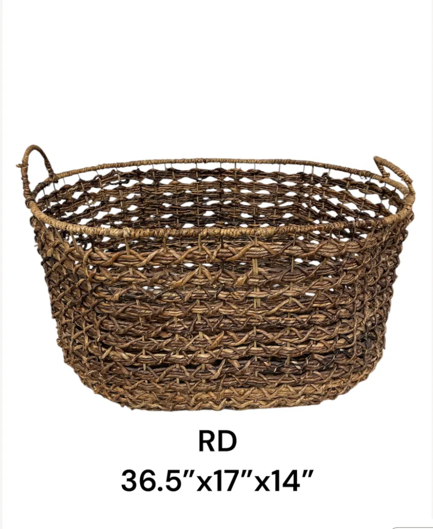 laundry woven seagrass basket with handles 36"x 17"x14"h