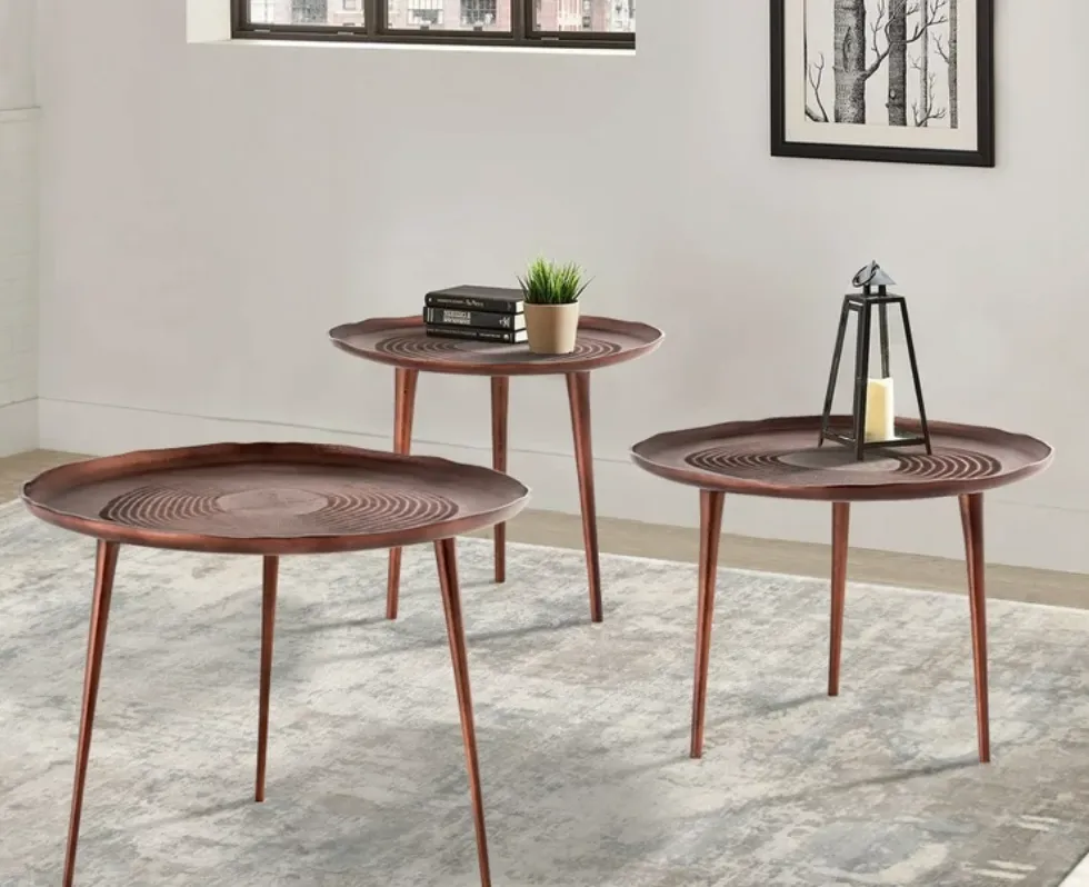 pasargad odeon round 3 leg side table brass 22x16h