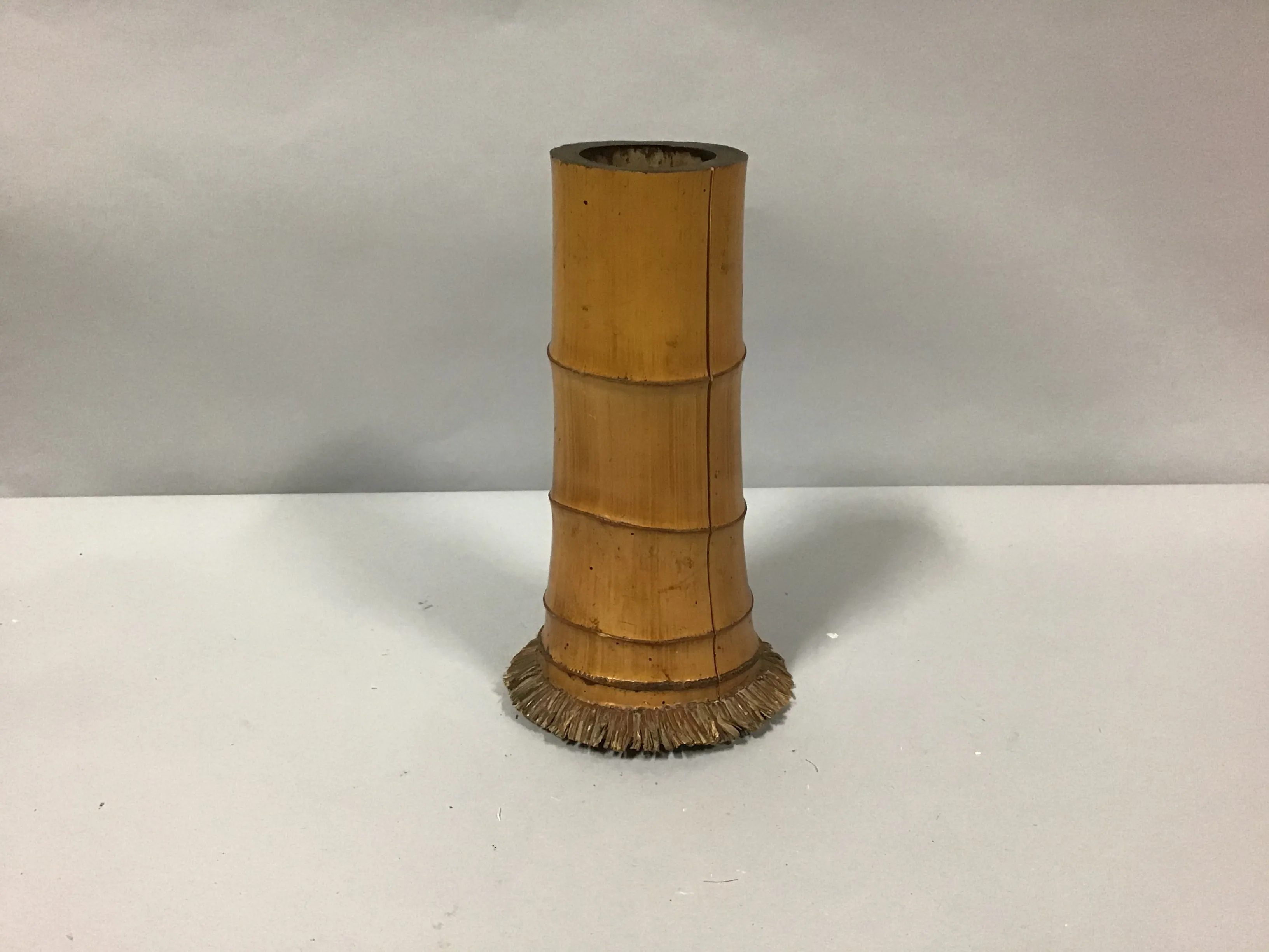 hollowed bamboo vase 2 japanese vintage 9.5"h