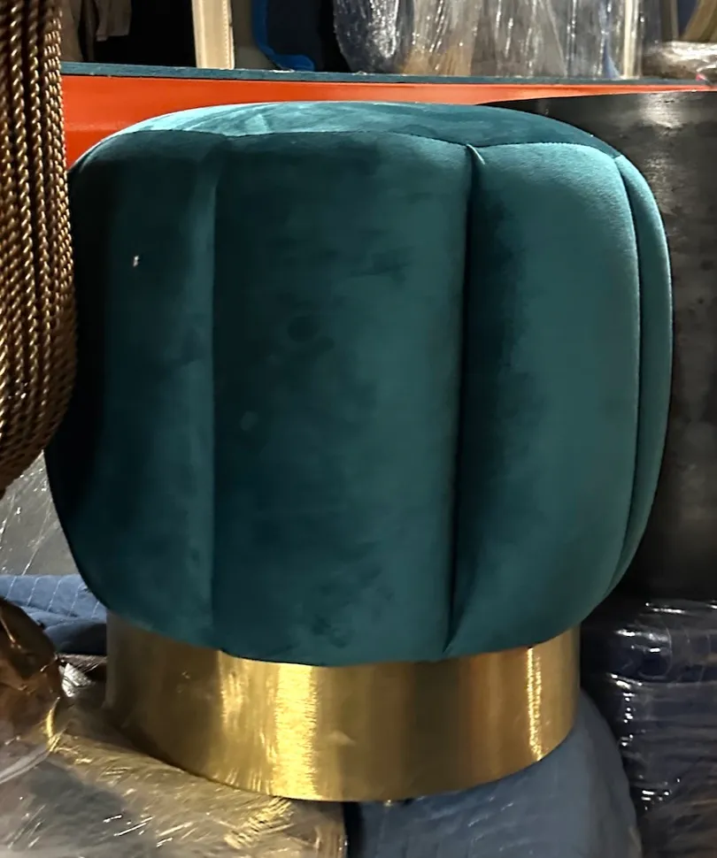 turquoise pumpkin poof brass base  19x18