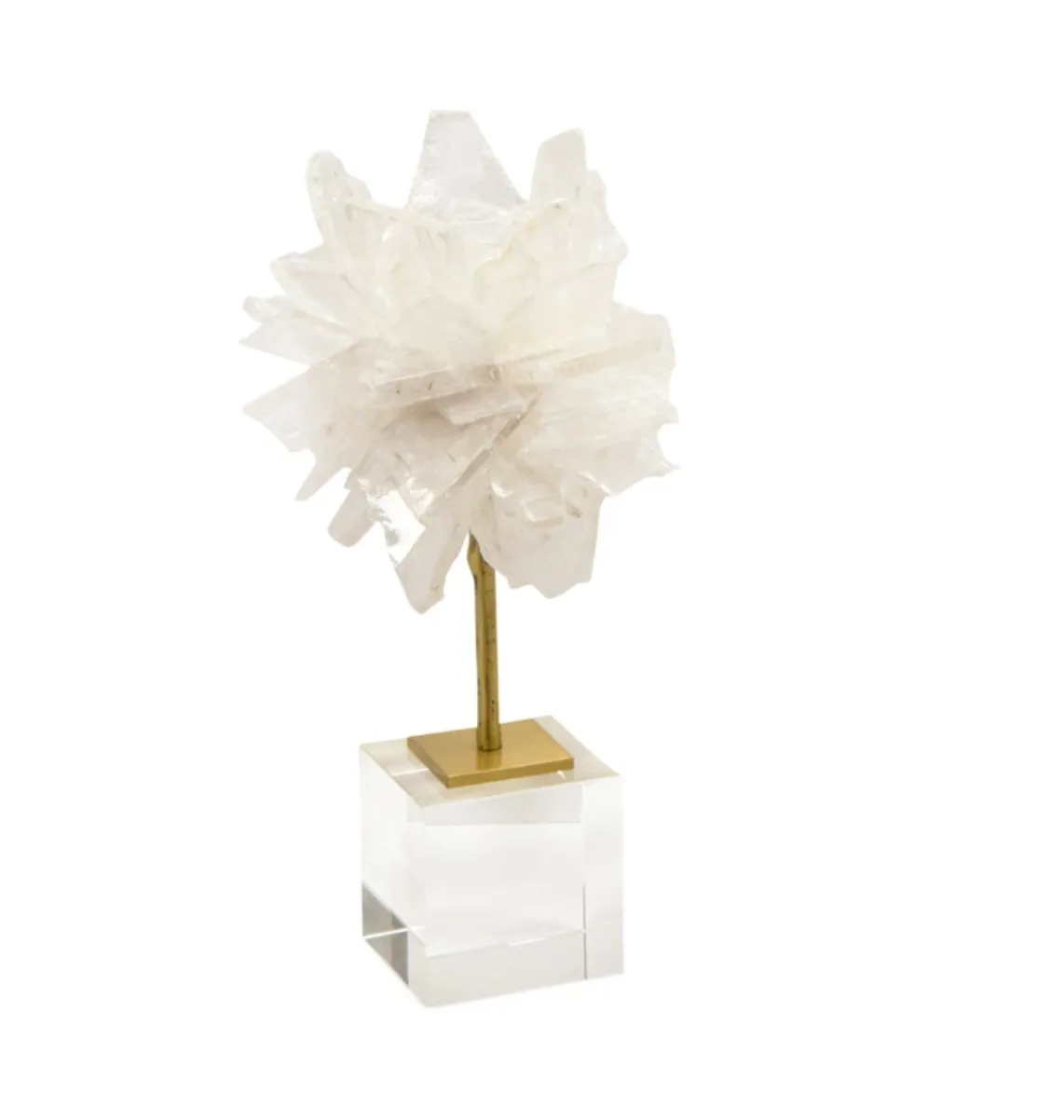 selenite votive on acrylic stand 4x4x9"h