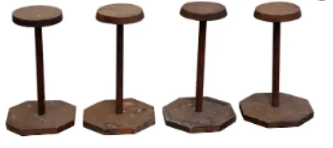 vintage hat stands wood 7.5x7.5"