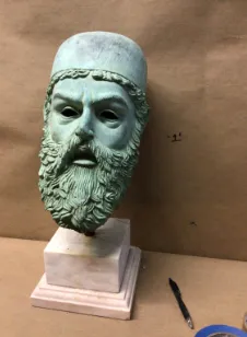 greek patina portrait bust sculpture head 
