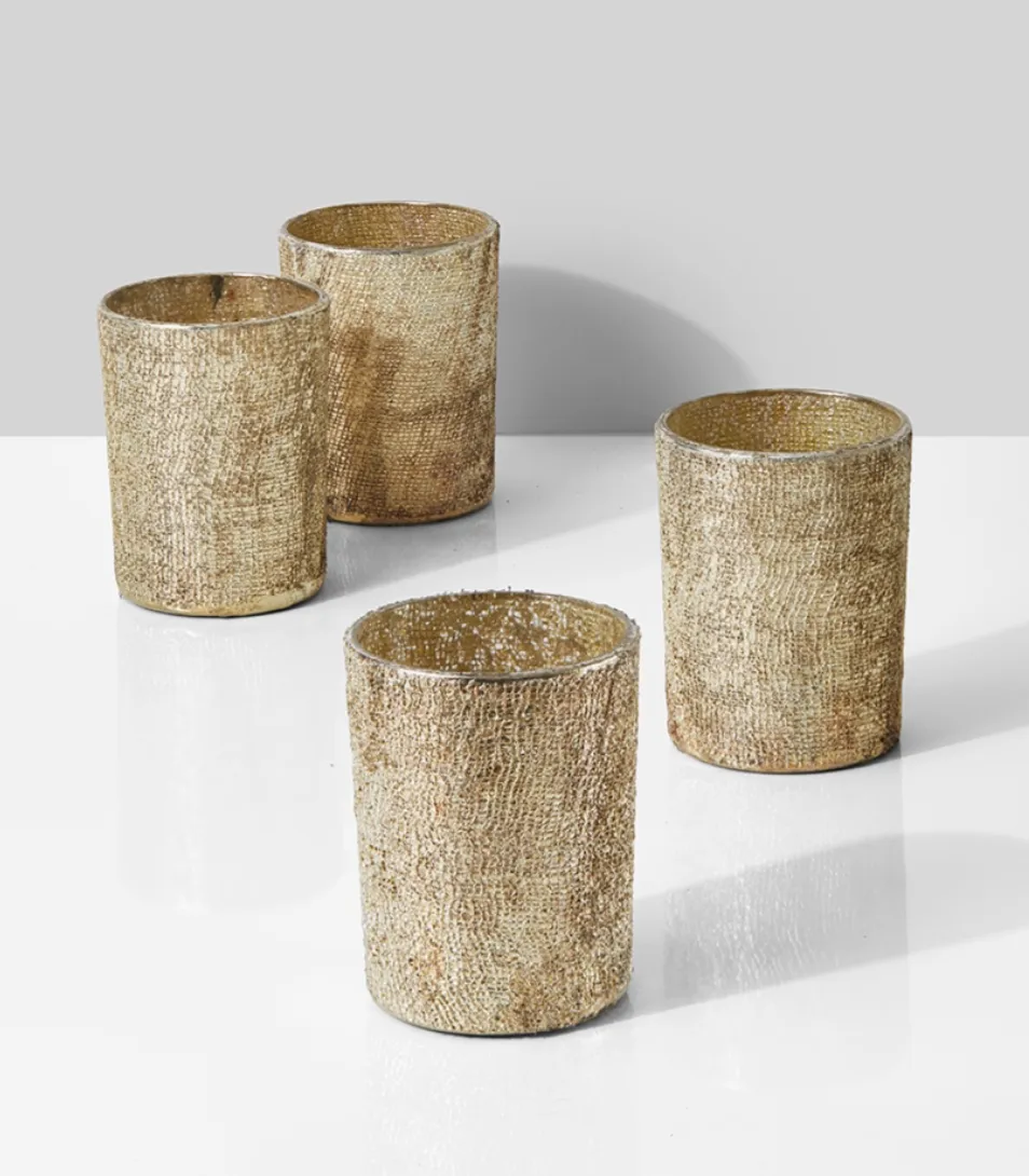 votive holders gold garden cheese cloth texture