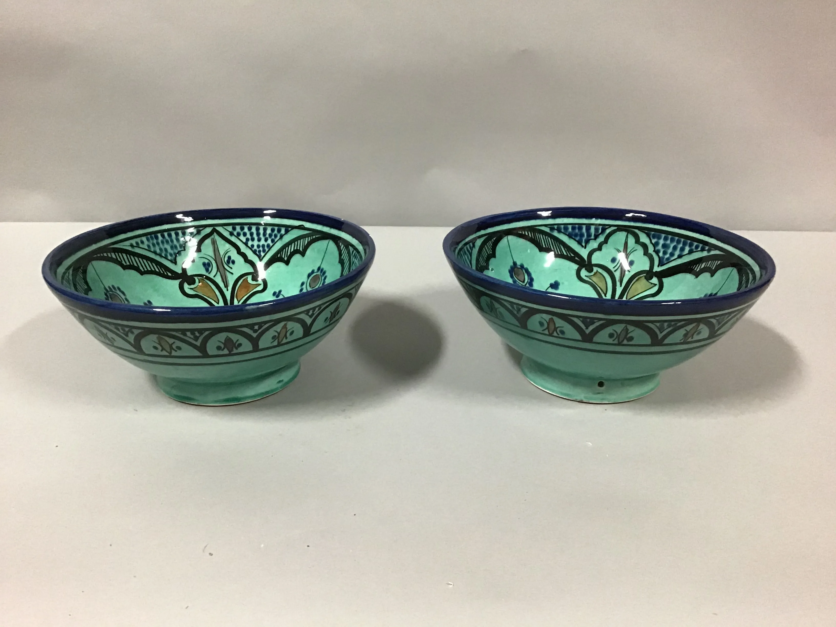 aqua handmade morrocan bowls 10"dia 4"h