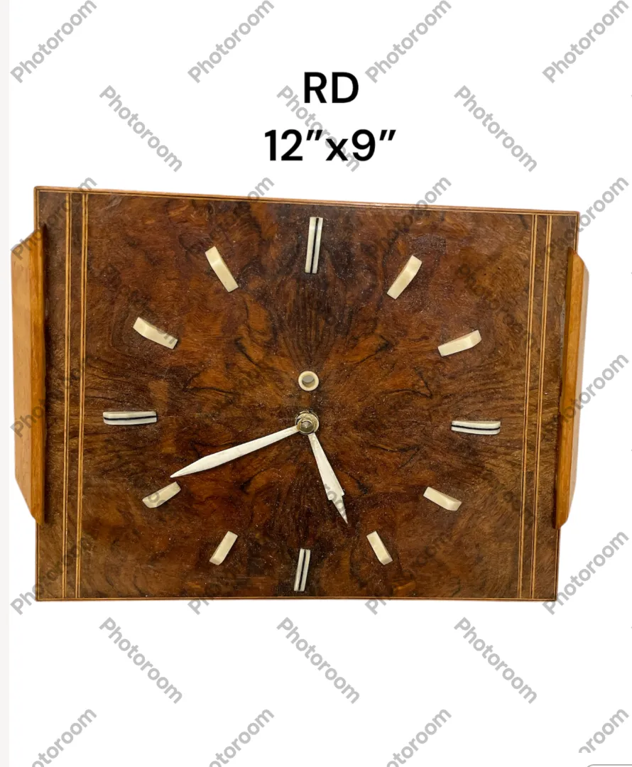 wood wall clock art deco 12 x9"