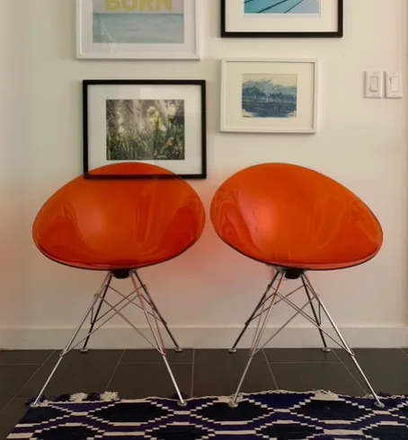 Eros Chairs by Philippe Starck for Kartell effiel base clear red