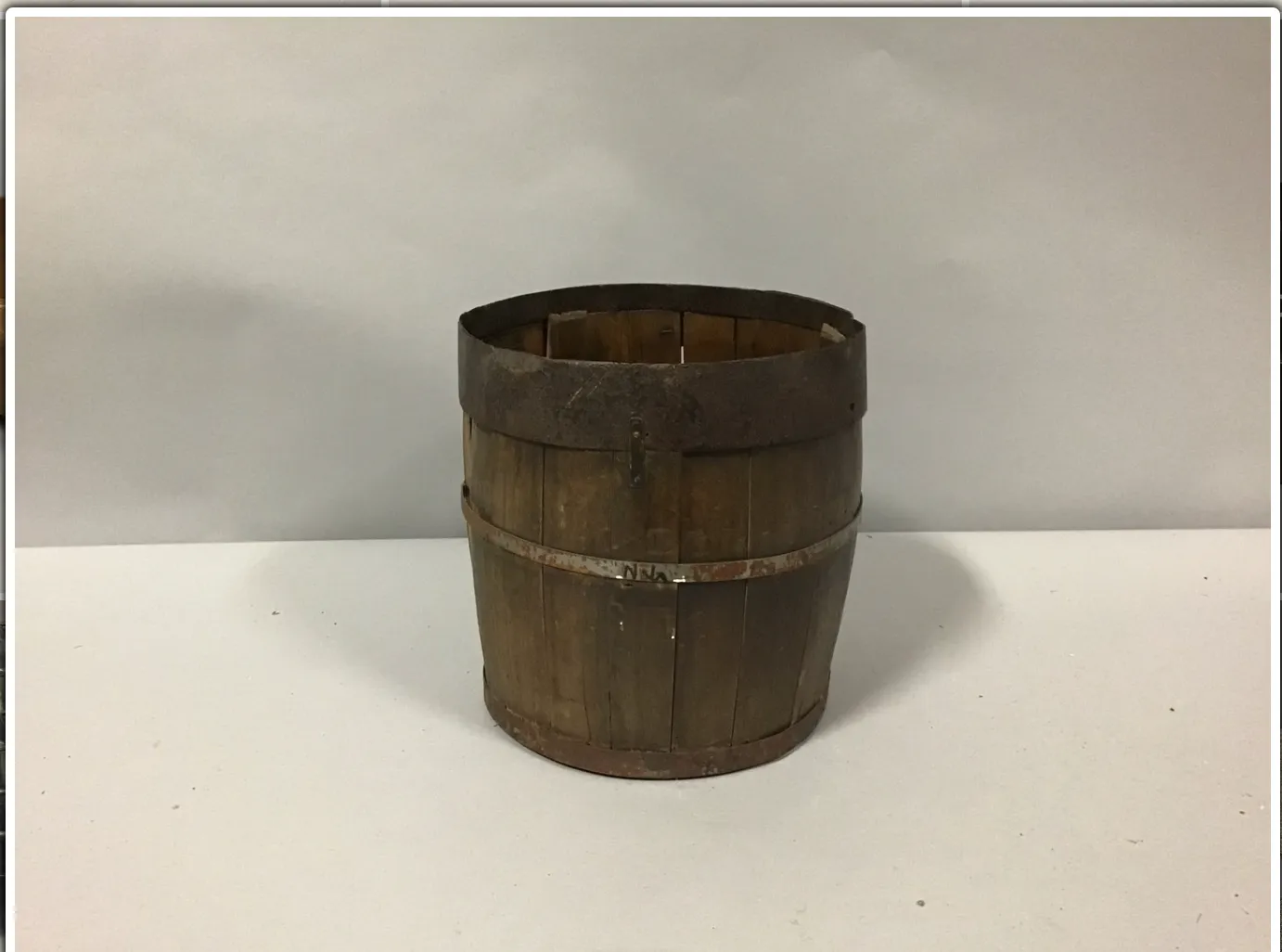 small wood barrel steel rim