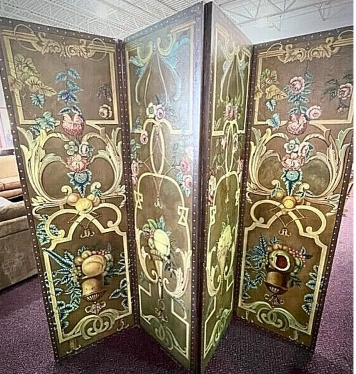 4 panel screen neoclassic print