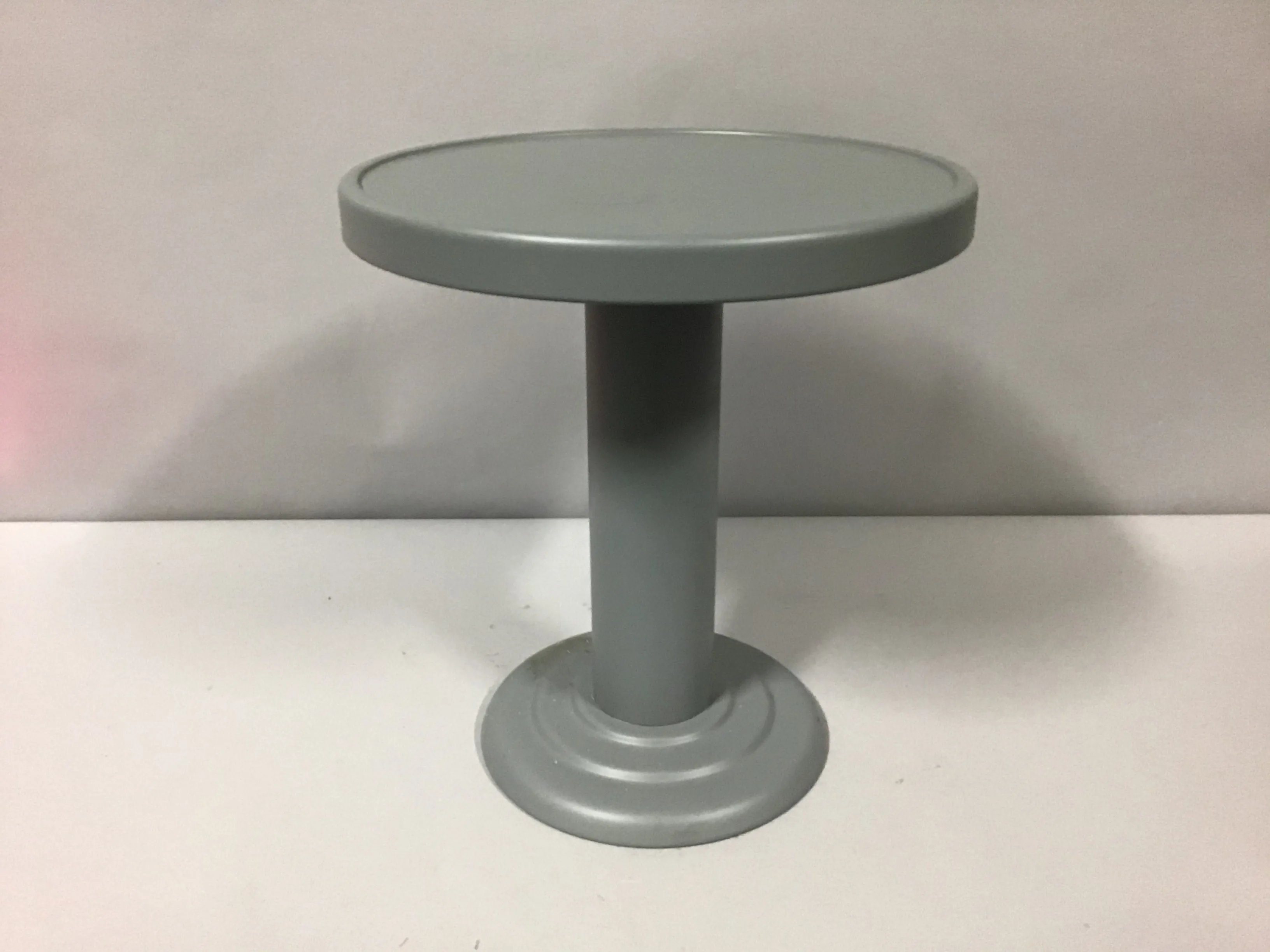round grey or blue  metal table or stool owen side table 16"w x 18'h