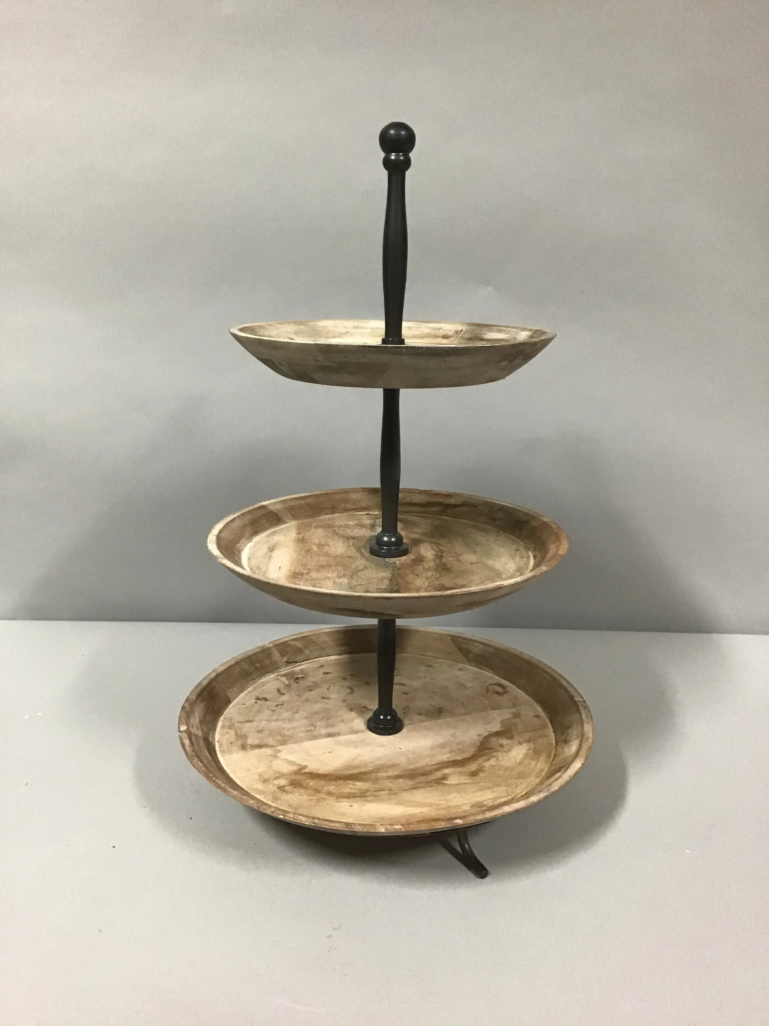 3 tier wood fruit tower 22"