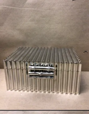 Ribbed large bamboo lined silver nickel jewelry box 9"lx 6.5w x4.5h