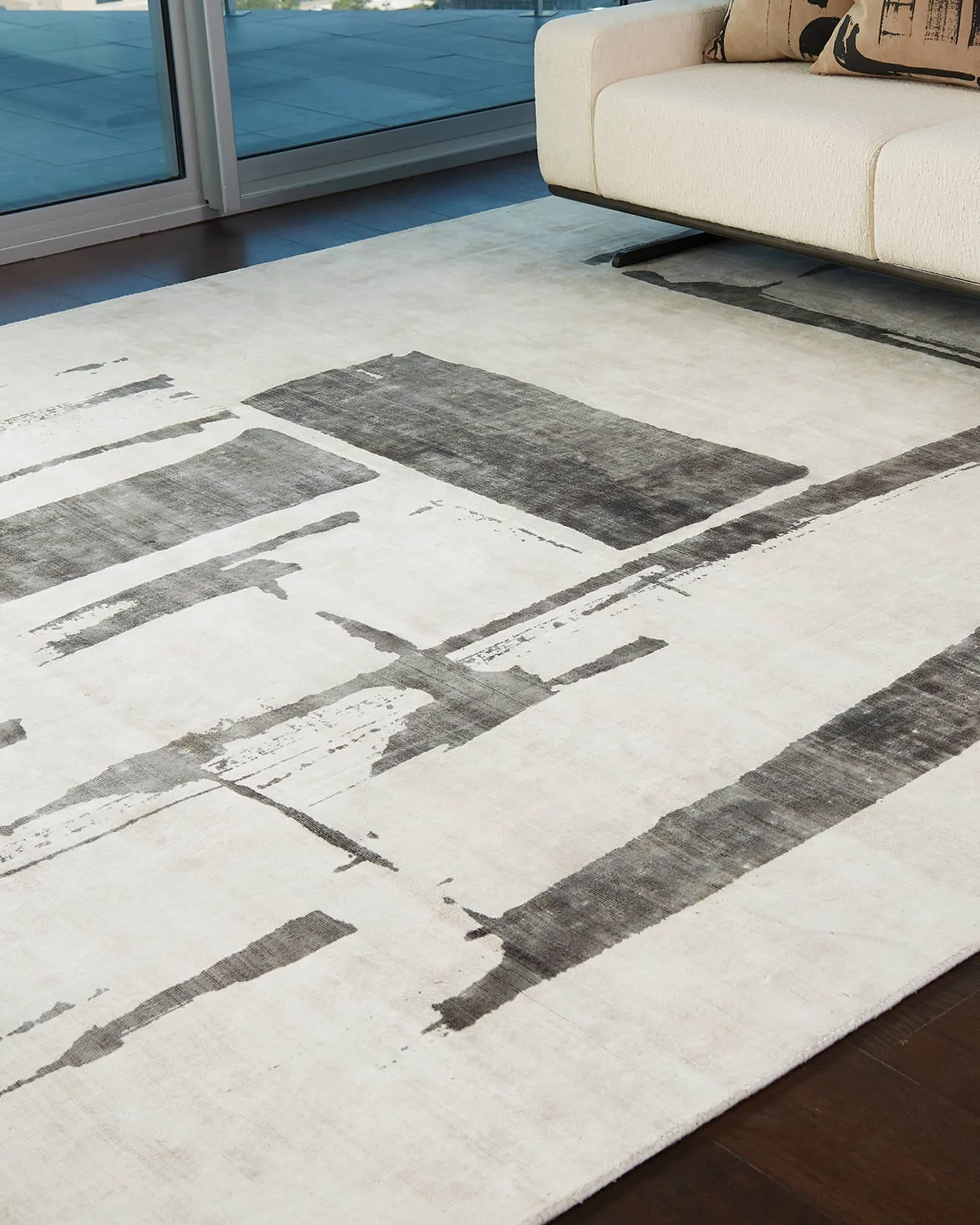 edifice rug  cream and charcoal  9x12 global