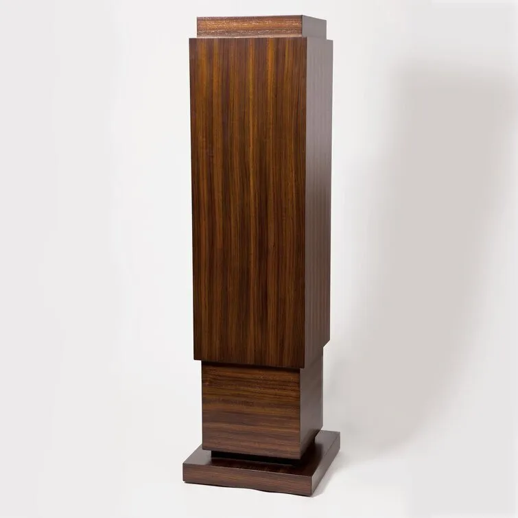 skyscraper pedestal stand zebra wood x2 48"H x 14"W x 14"D (48 Ibs)Top 10.75"W x 10.75"D