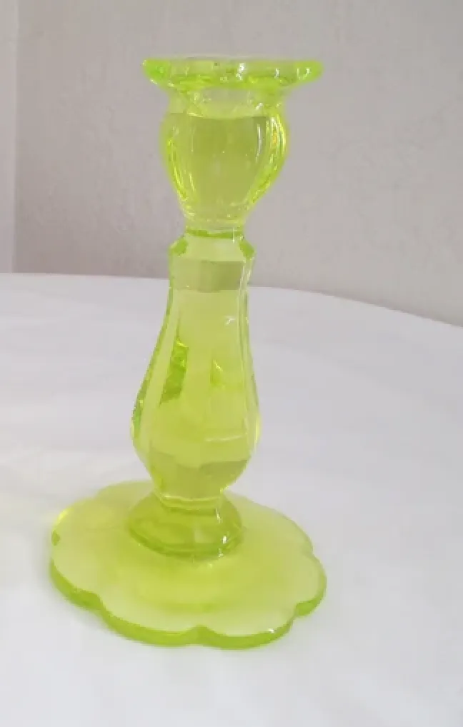 vaseline uranuim glass candle stickVaseline Glass Candle Holders - Mosser Glass Candlesticks -