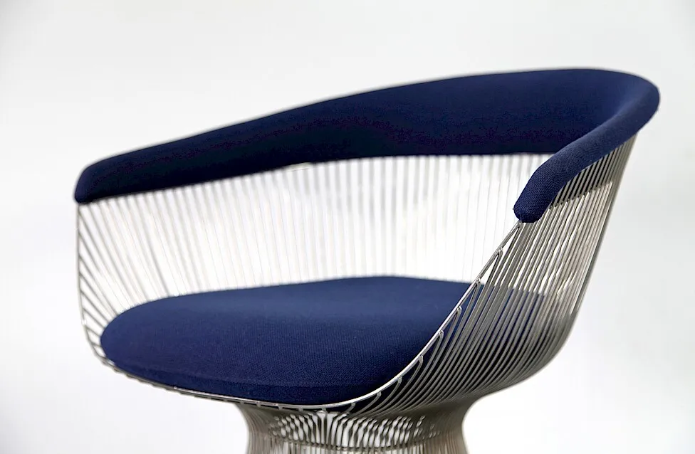 blue and chrome platner chair blue 