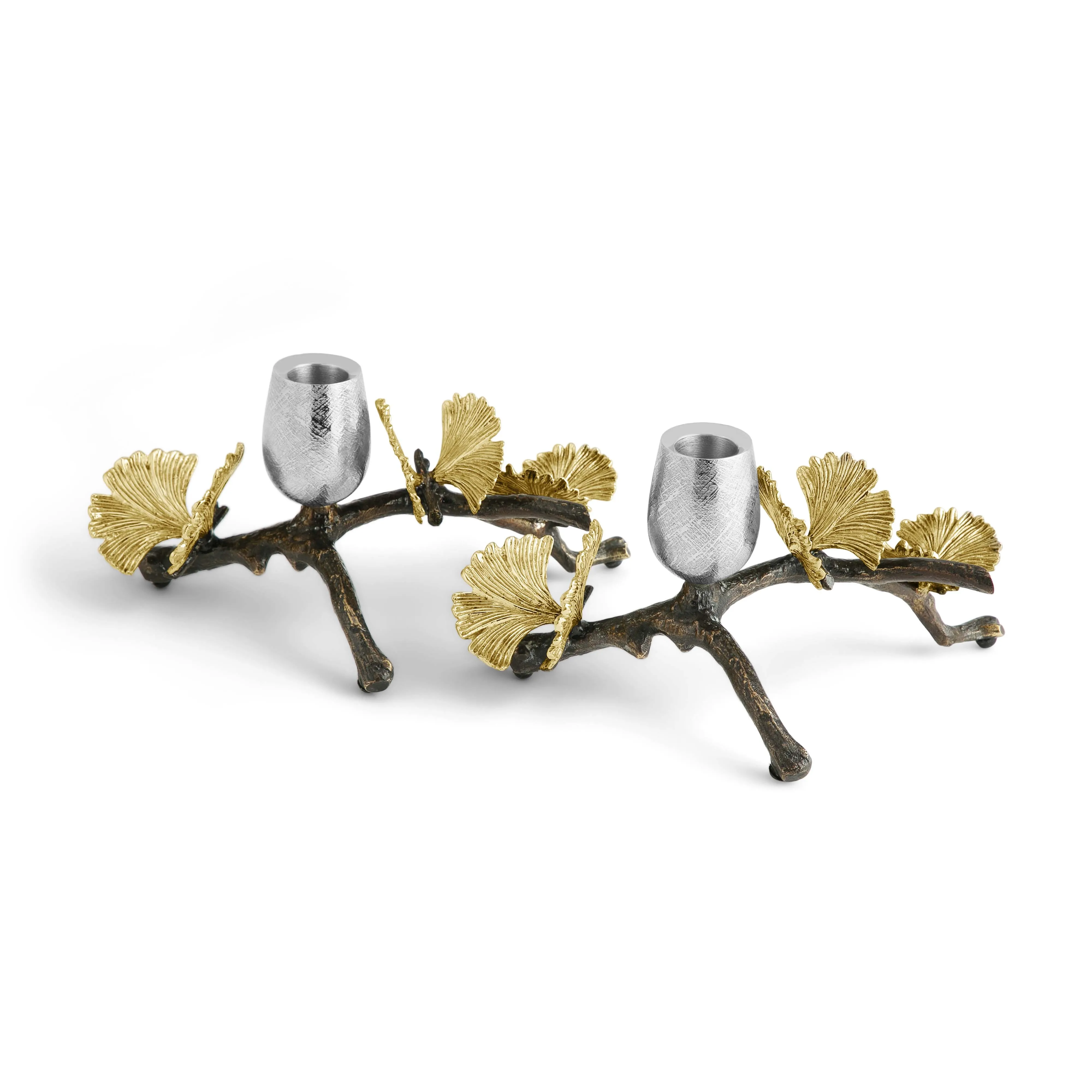 gingko leaf candlesticks by Micheal Aram 