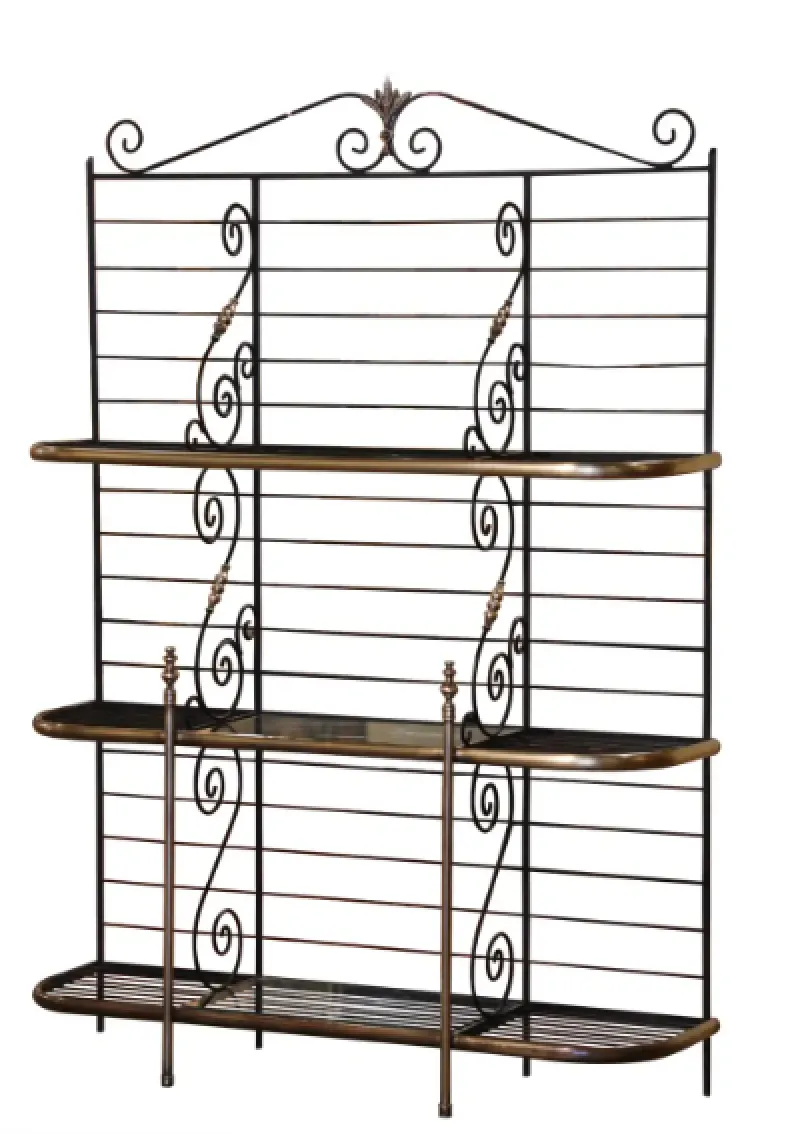 vintage bakers rack/ metal and brass