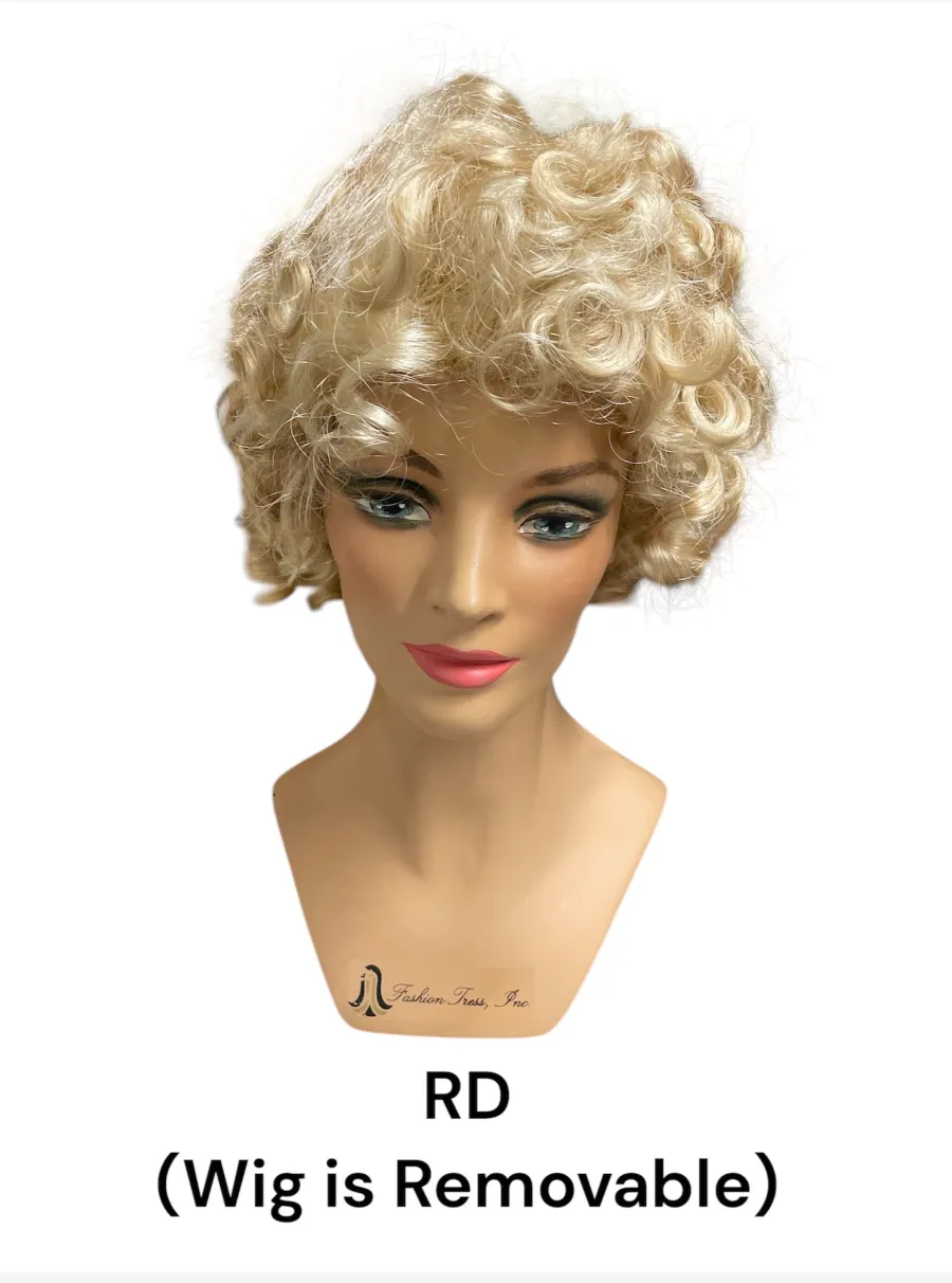 vintage wig head blond curly wig