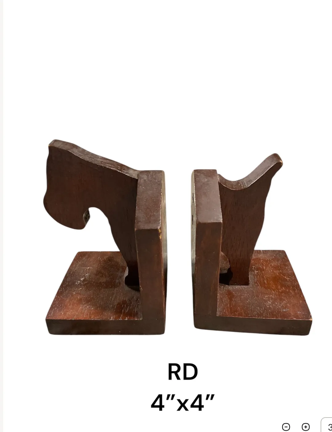 dog bookends wood vintage head and tail