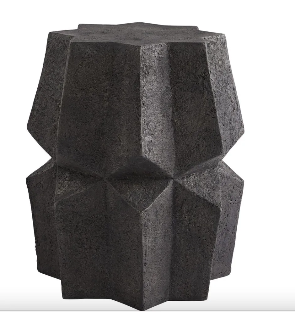 black geo side table Dexter cast resin table black/ Arteriors 21'h x 17"dia 