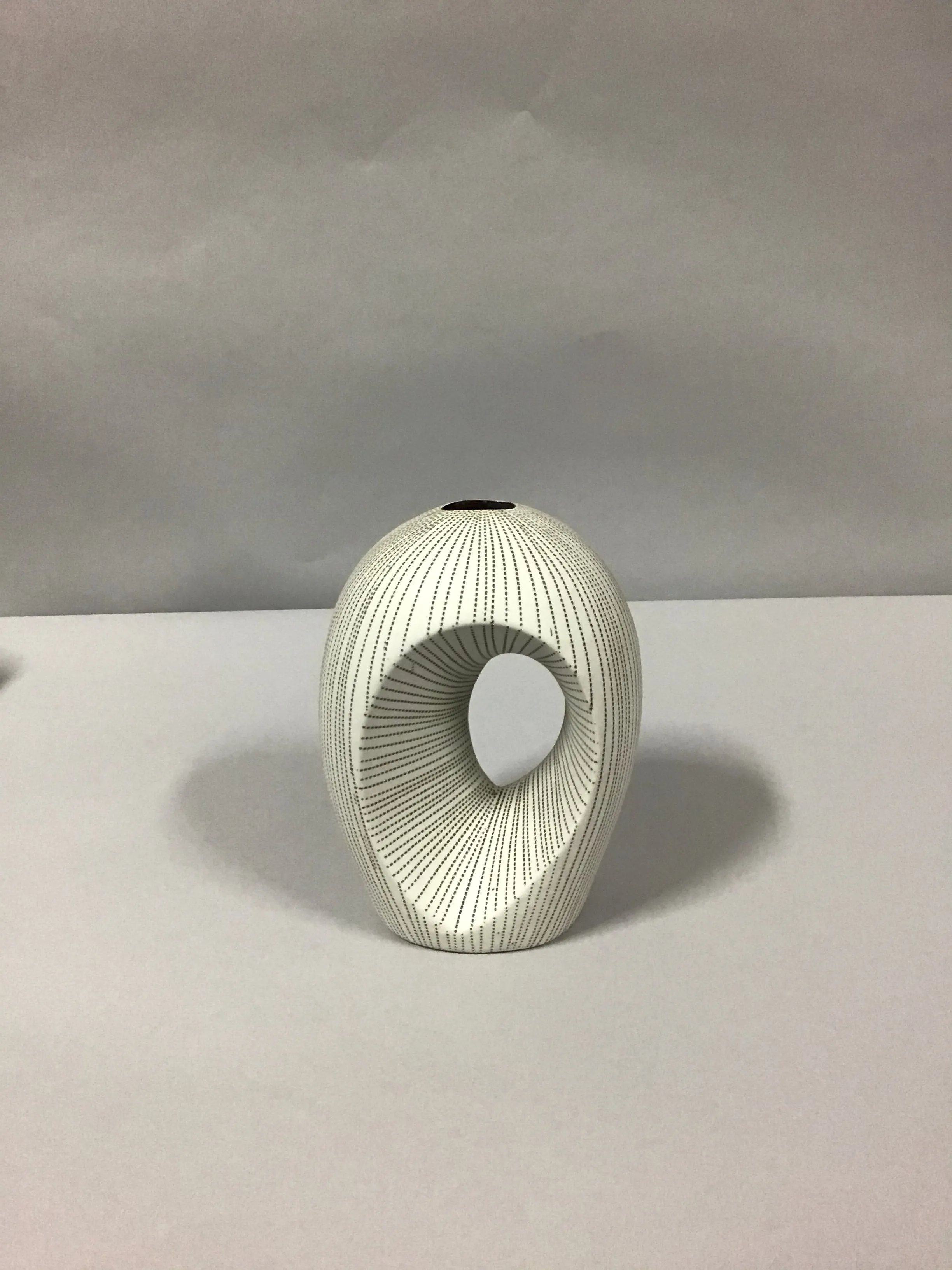 tear drop porcelain textured vase striped vase with hole pencil stripe pattern 