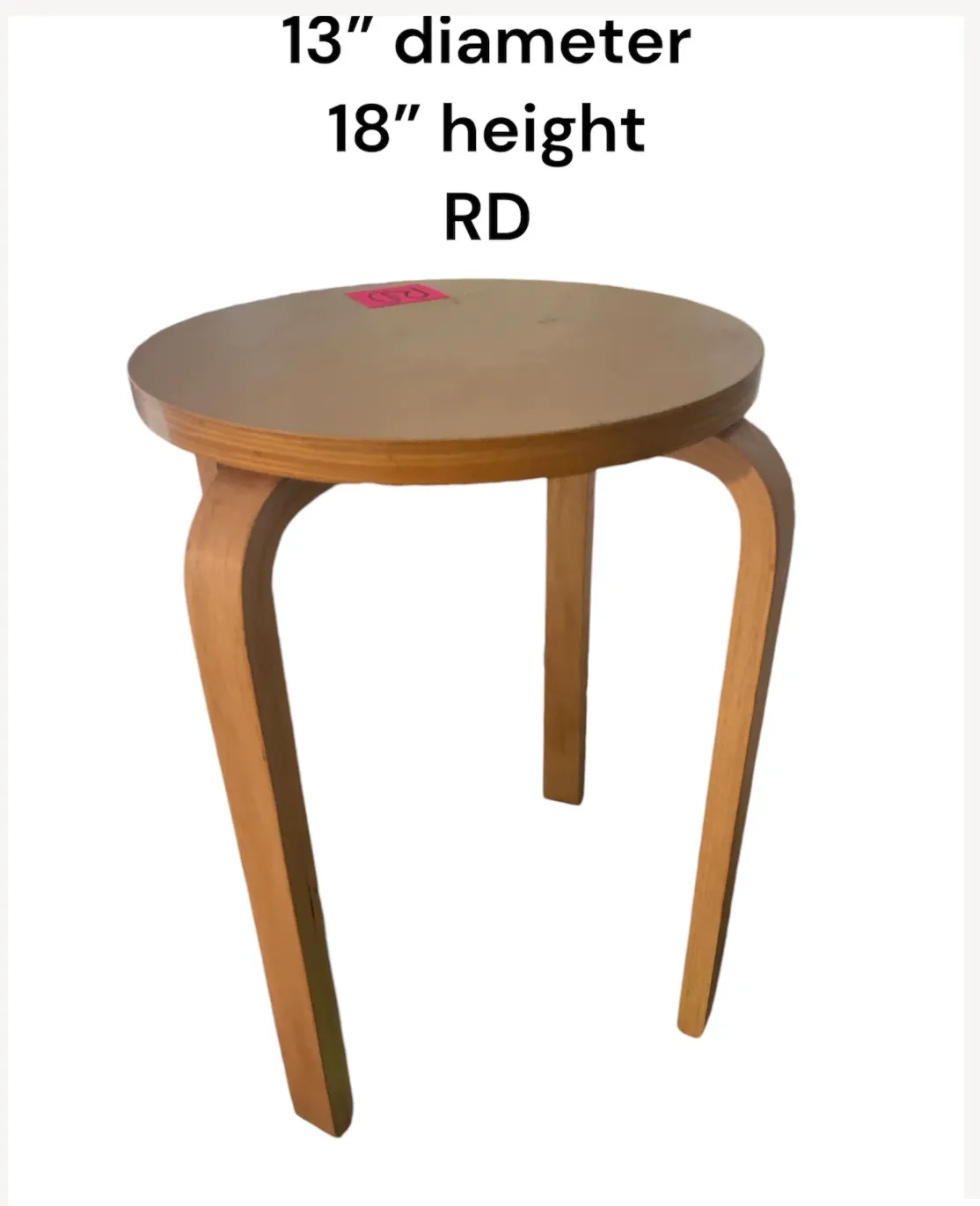 stool alva aalto 3 legged stool  bent wood 15x18h finnish