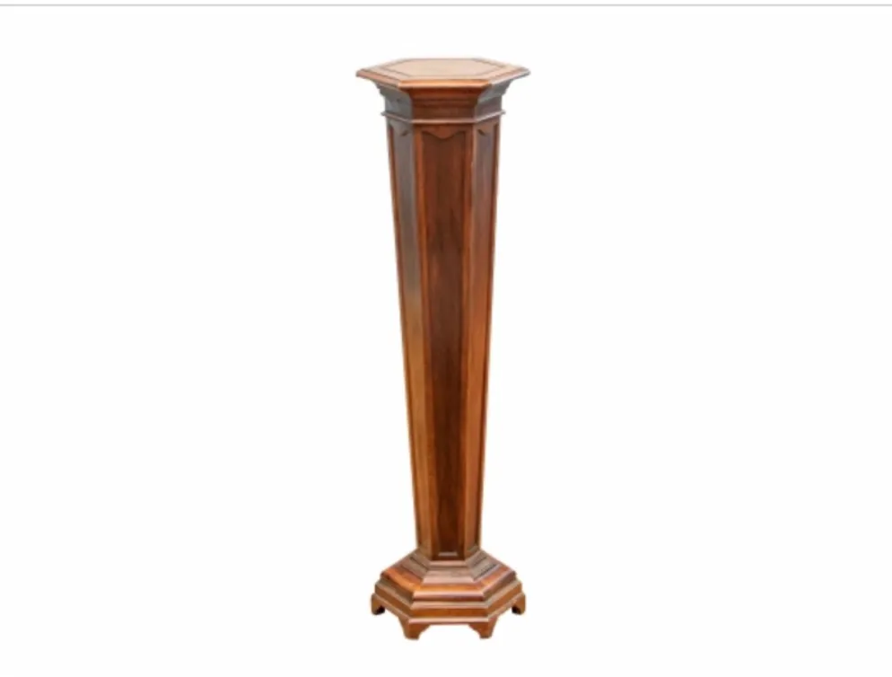 wood pedestal hex 13"x 43"h