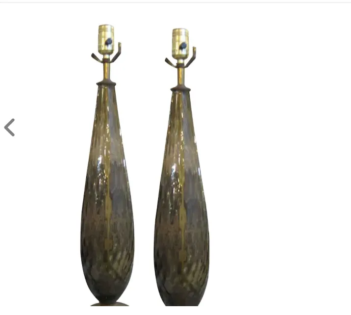 smoke Murano table lamps 1940s