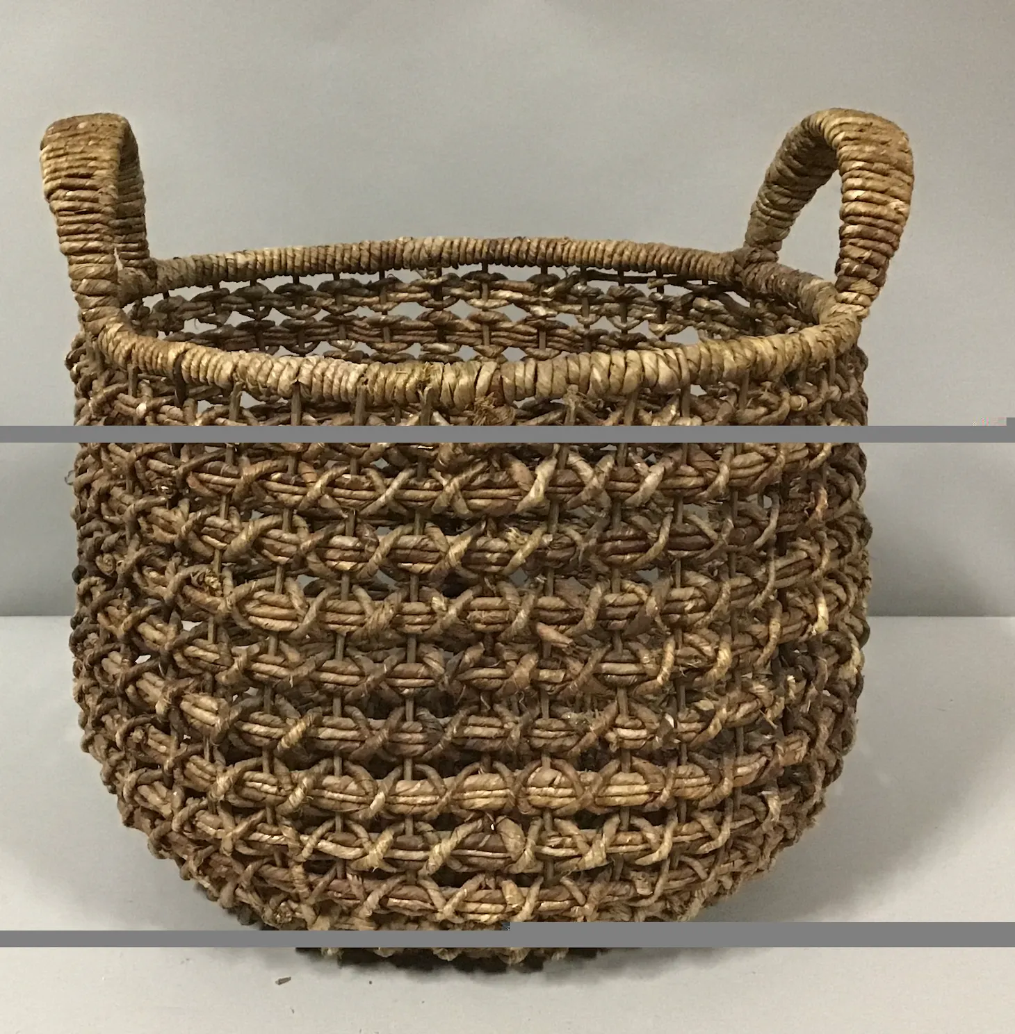 basket with side handles  11" zuzu round hand woven basket