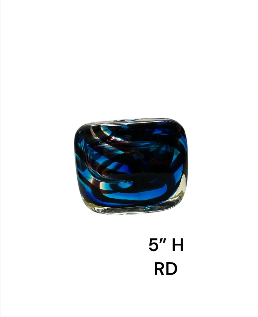 blue glass paperweight 5"h