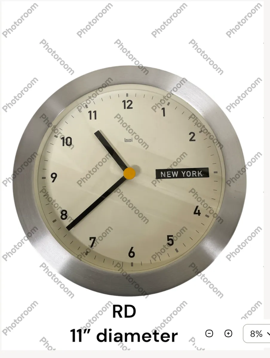 wall clock silver rim 11"