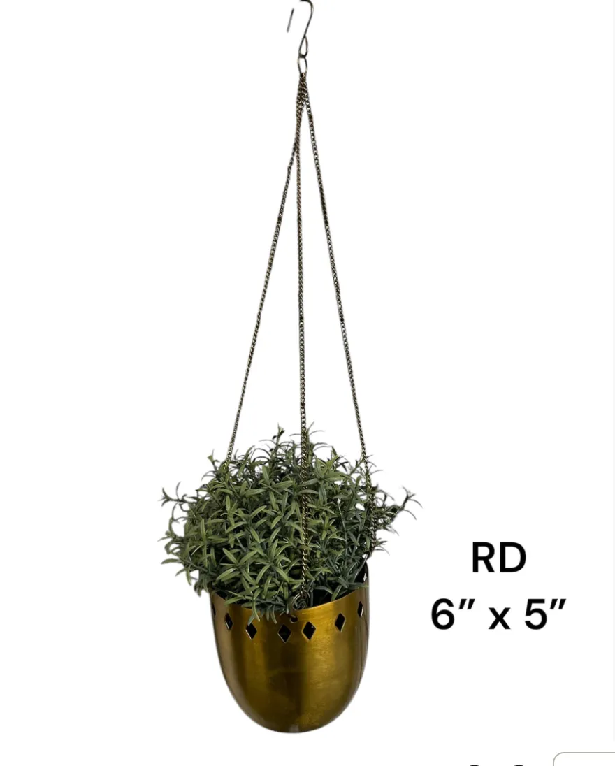 hanging plant brass holder fake 6x5"