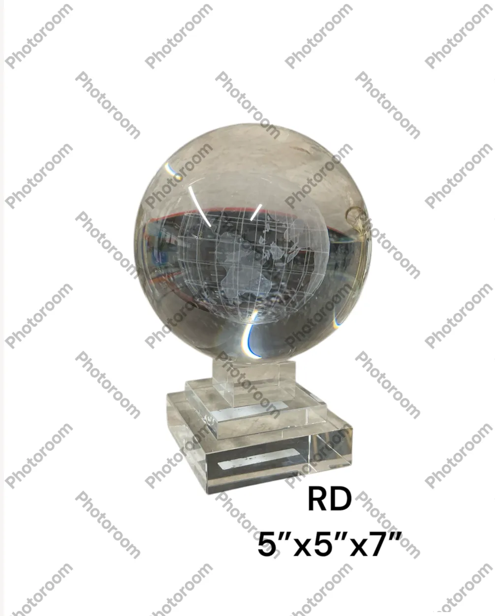 crystal laser faceted prism glass orb map of world