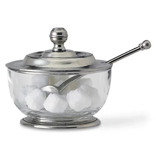 match pewter and glass sugar bowl curved 