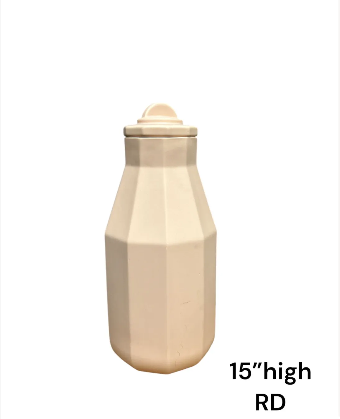 vase off white ceramic vase with lid geo 15"h