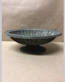 fluted footed metal bowl 13" x* x5"