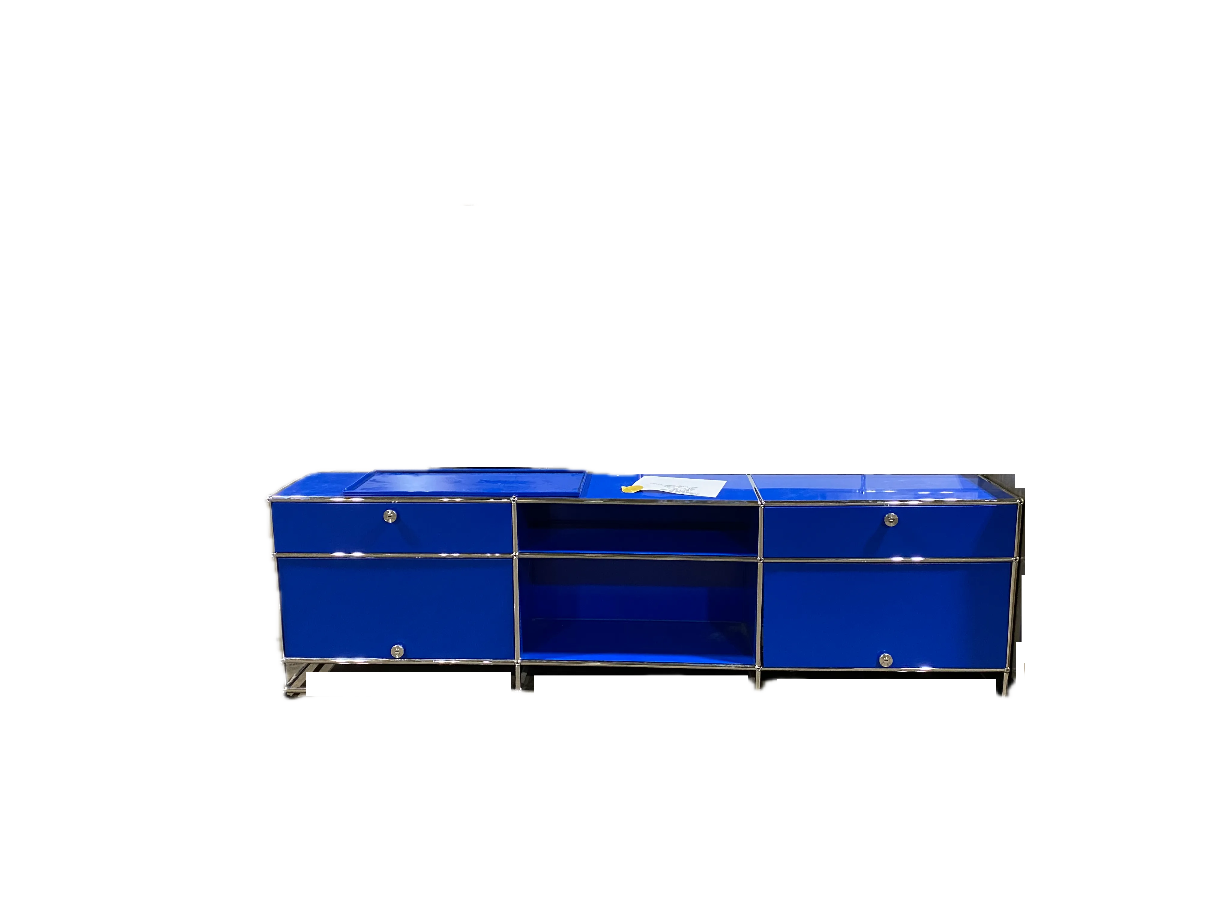 USM side board blue and chrome 4 drawer 