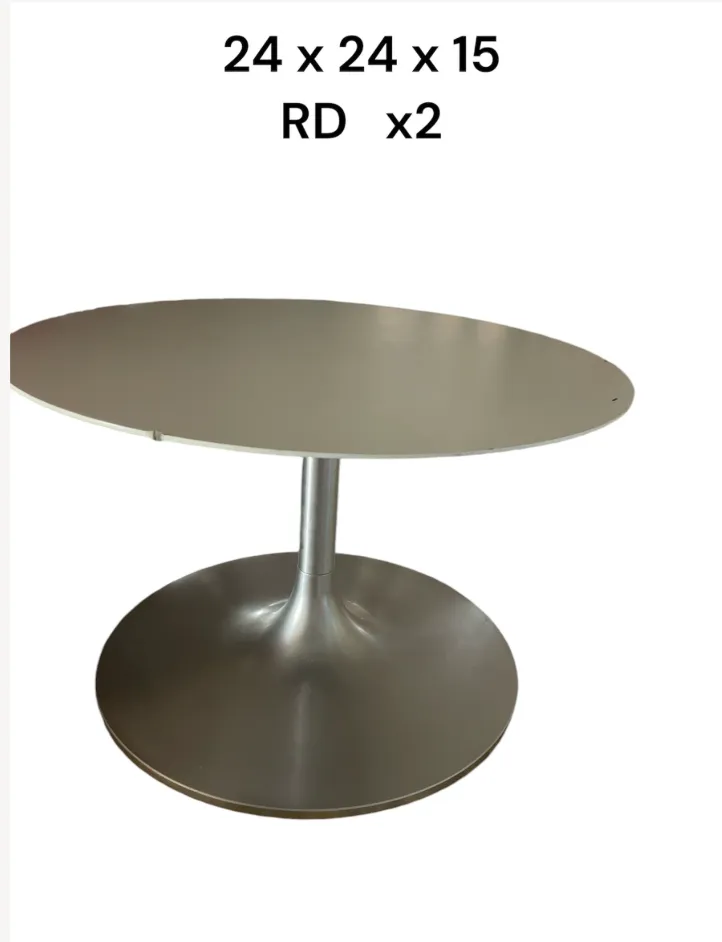 trumpet base side table space age tulip base white lamite top aluminum base24x4 x150