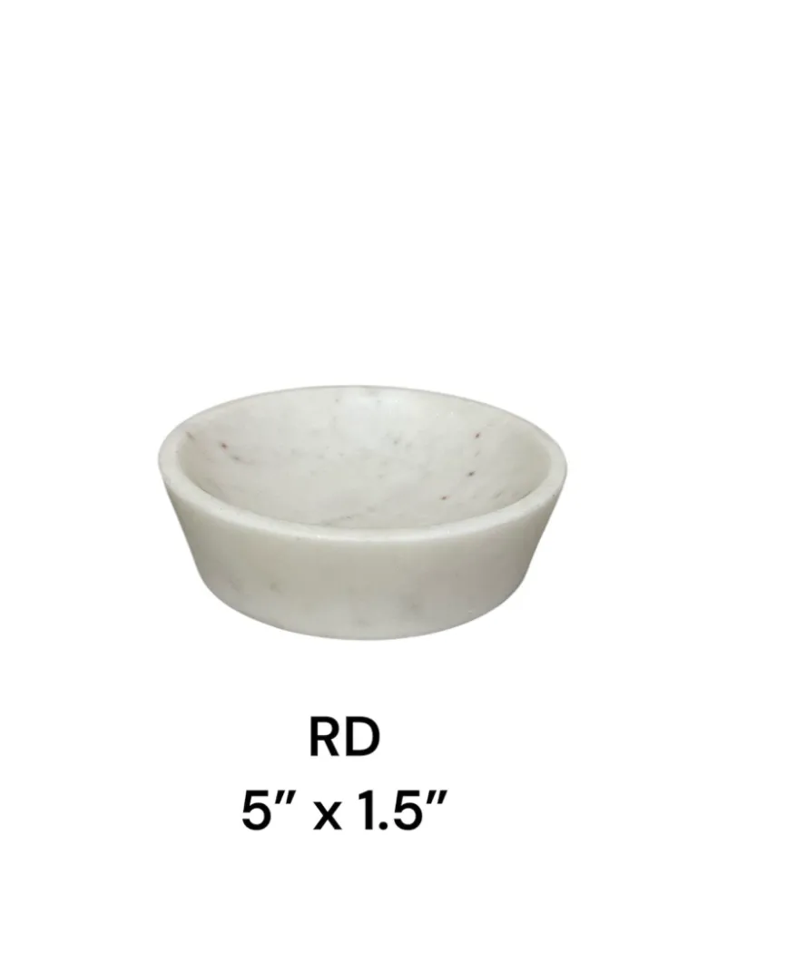 small white  marble dish tray for ring 5"