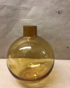 amber glass orb vase 9"