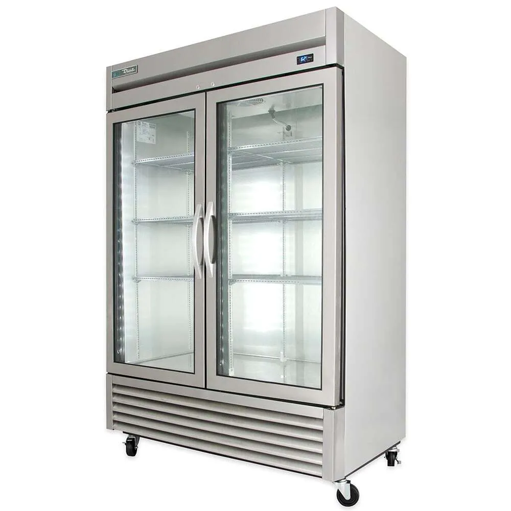 True glass front fridge double door stainless fridge 