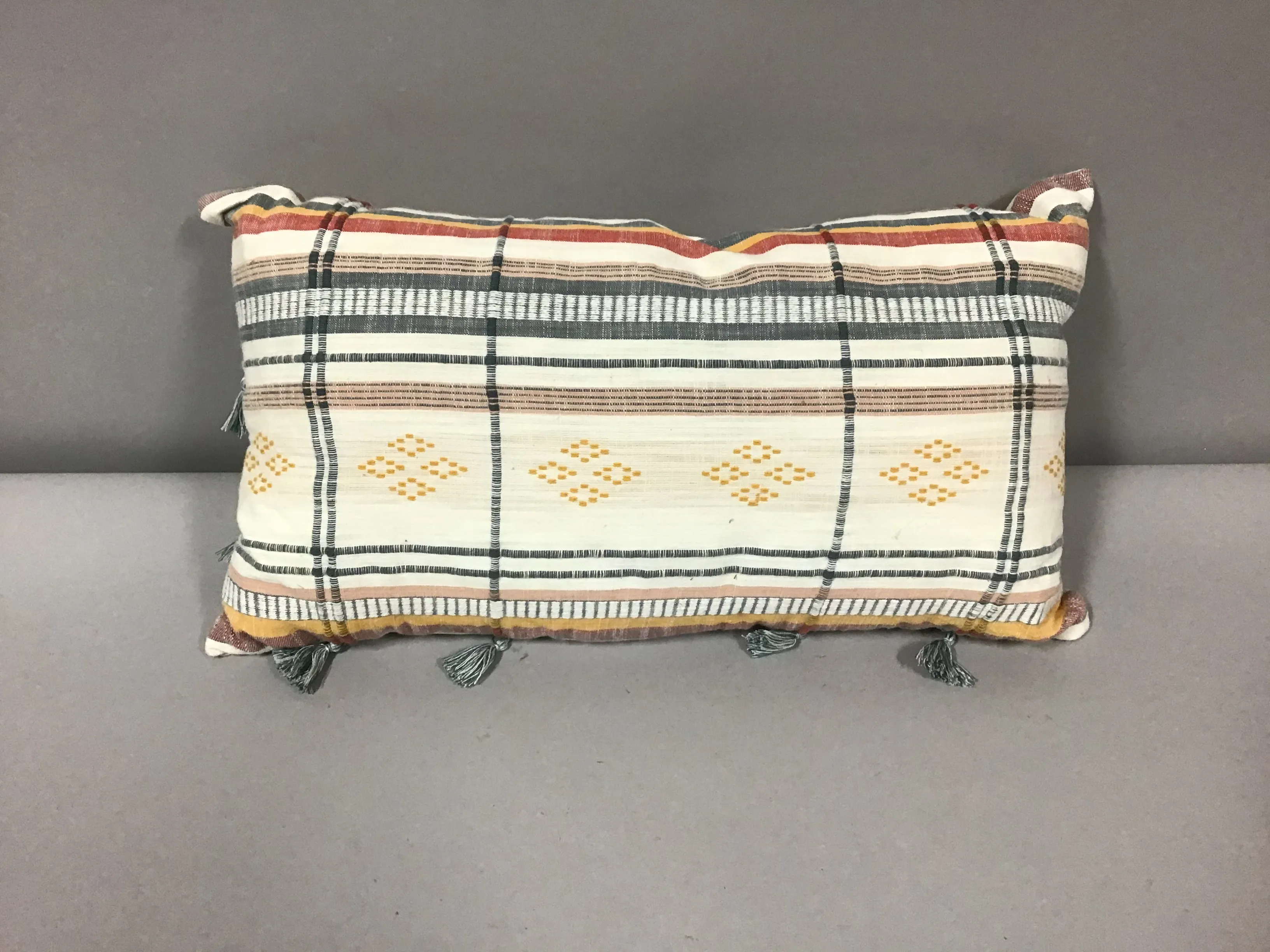 lumbar pillow raw silk plaid design