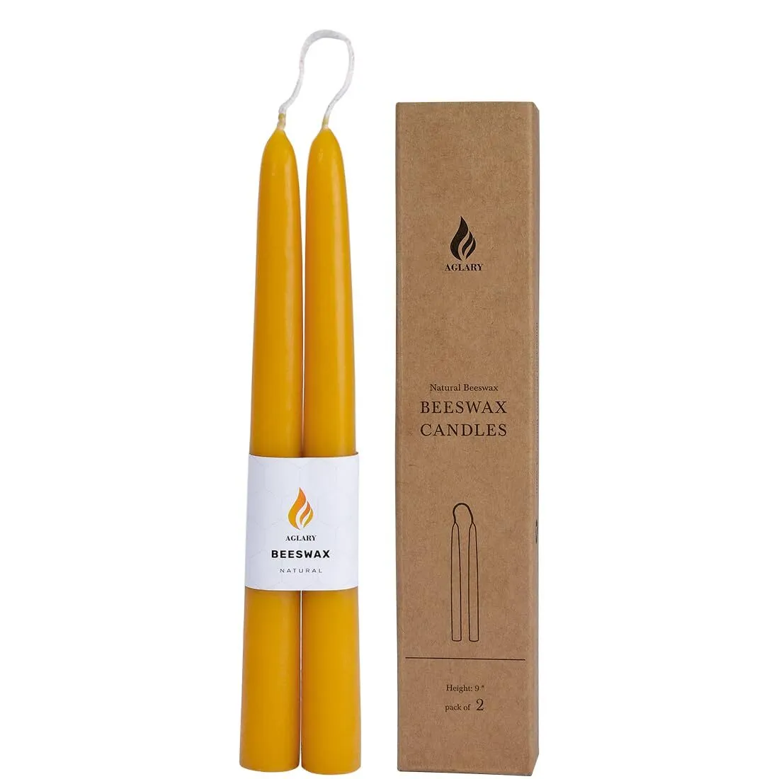 bees wax taper candles 9"