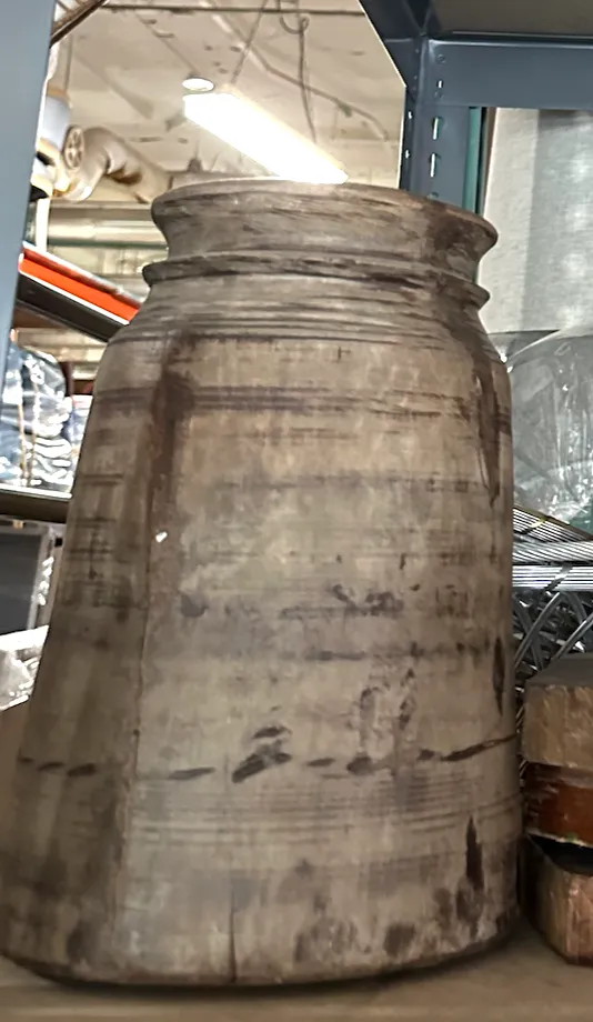 rustic hand turned wood pot 