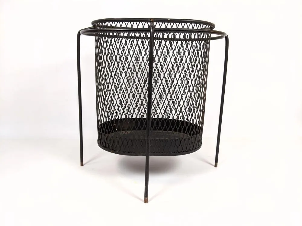maurice dunchin black expanded metal mid-century wire waste-basket 