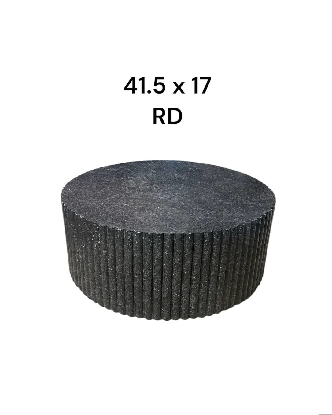 terrazzo coffee table black scalloped sides 47d x15 h