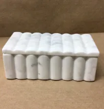 marble jewelry/vanity  box carrara marble ribbed  8" x4" x3"h
