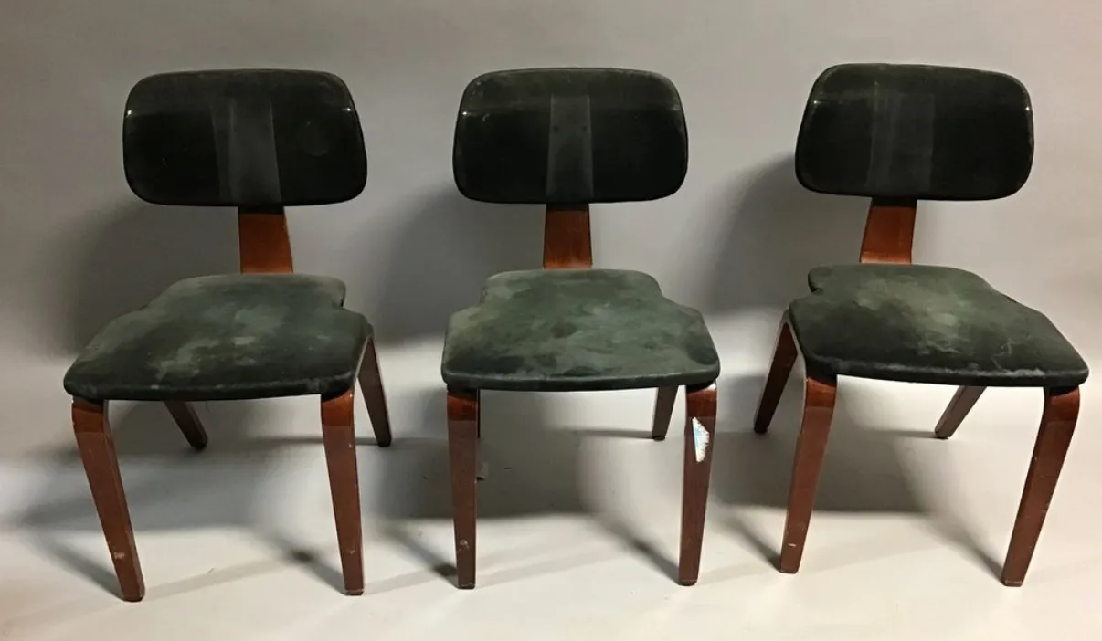 Thonet bent wood  desk chair black velvet seat 